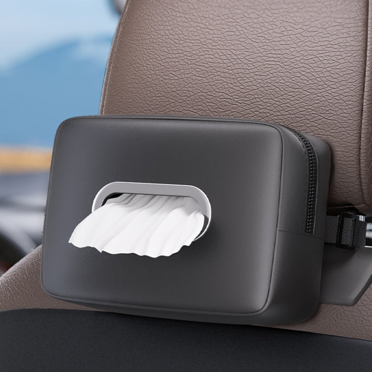 Car Seat Armrest Tissue Box Sun Visor Seat Back Hanging Paper Bag(Black)