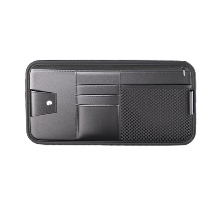 Car Sun Visor Card Glasses Holder Zipper Storage Bag(Black)