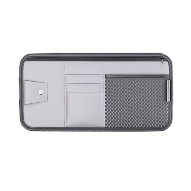 Car Sun Visor Card Glasses Holder Zipper Storage Bag(Gray)
