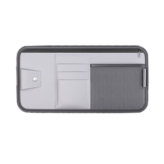 Car Sun Visor Card Glasses Holder Zipper Storage Bag(Gray)