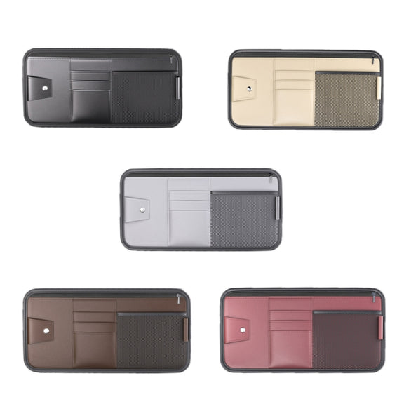 Car Sun Visor Card Glasses Holder Zipper Storage Bag(Black)