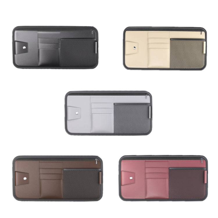 Car Sun Visor Card Glasses Holder Zipper Storage Bag(Black)