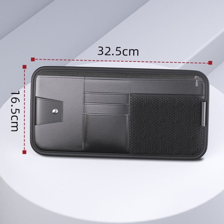 Car Sun Visor Card Glasses Holder Zipper Storage Bag(Black)