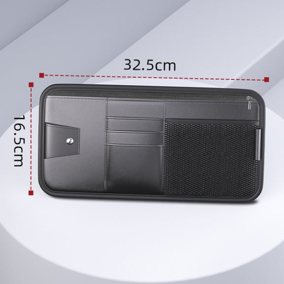 Car Sun Visor Card Glasses Holder Zipper Storage Bag(Black)