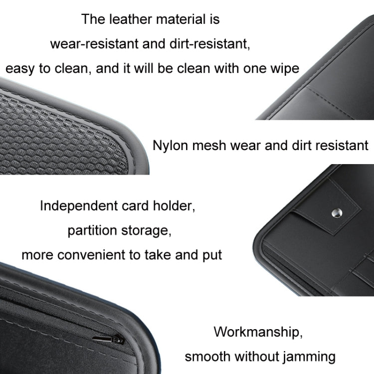Car Sun Visor Card Glasses Holder Zipper Storage Bag(Black)