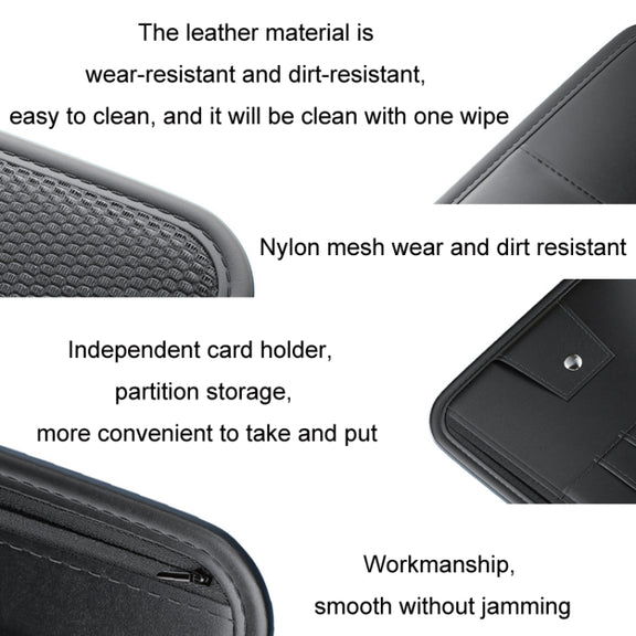 Car Sun Visor Card Glasses Holder Zipper Storage Bag(Black)