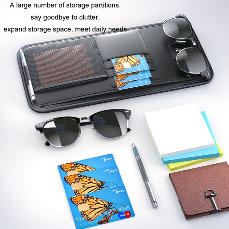 Car Sun Visor Card Glasses Holder Zipper Storage Bag(Red)