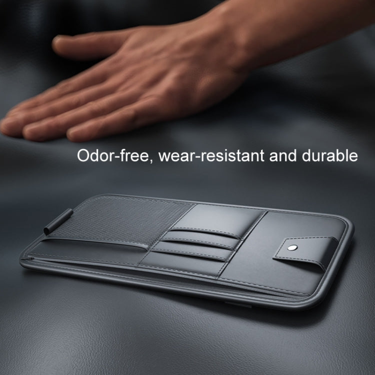 Car Sun Visor Card Glasses Holder Zipper Storage Bag(Black)
