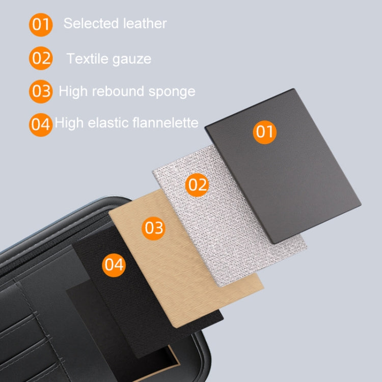 Car Sun Visor Card Glasses Holder Zipper Storage Bag(Black)
