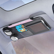 Car Sun Visor Card Glasses Holder Zipper Storage Bag(Gray)