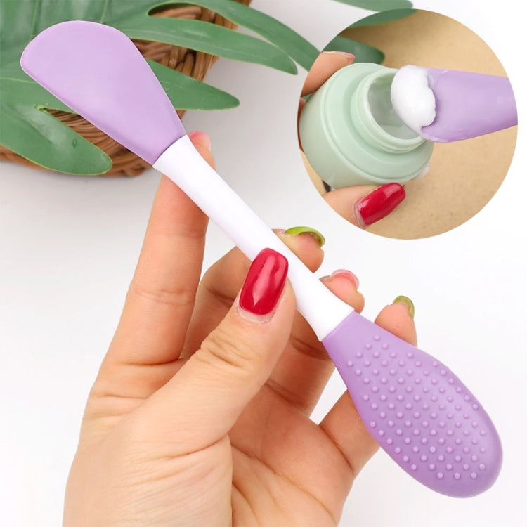 2pcs Dual Head Silicone Face Mask Brush Face Cleansing Massage Brush Mud Mask Applicator(Pink)
