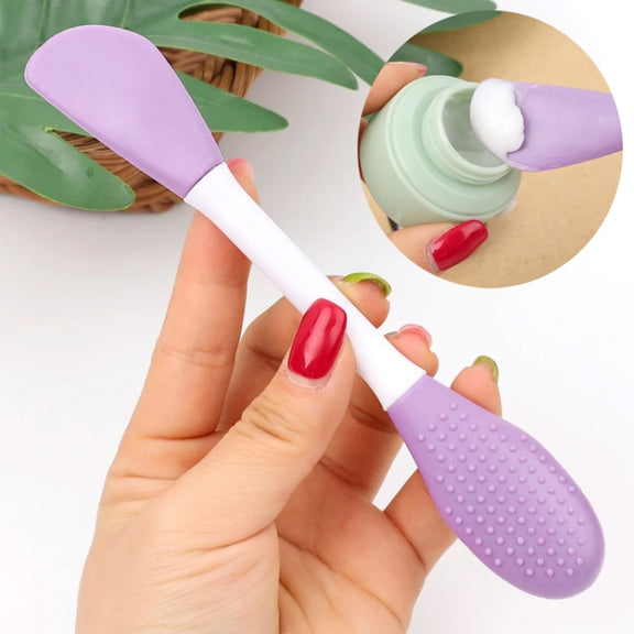 2pcs Dual Head Silicone Face Mask Brush Face Cleansing Massage Brush Mud Mask Applicator(Purple)