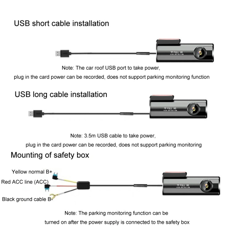 WIFI Mobile Phone 2K Ultra-Clear 360-Degree Rotating Driving Recorder, Version: Step-down Line(No TF Card)