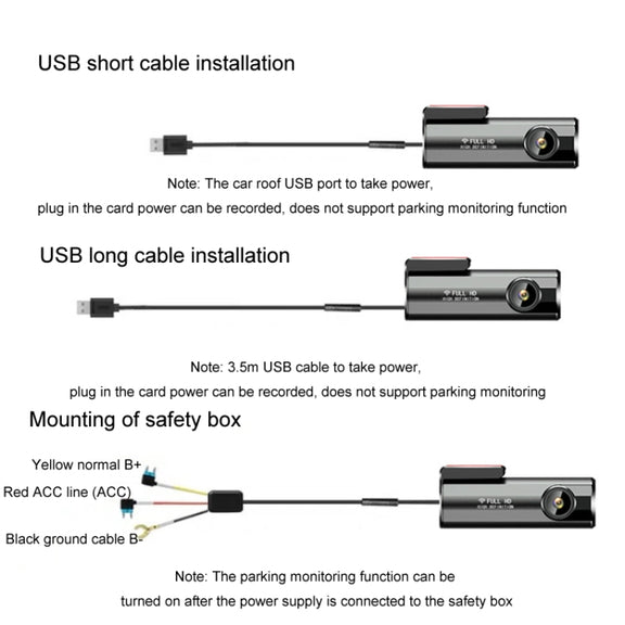WIFI Mobile Phone 2K Ultra-Clear 360-Degree Rotating Driving Recorder, Version: Step-down Line(No TF Card)