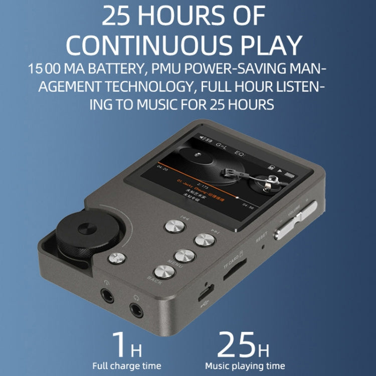 With 64GB TF Card HIFI Lossless DSD256 Music Player Sports MP3(Silver Gray)