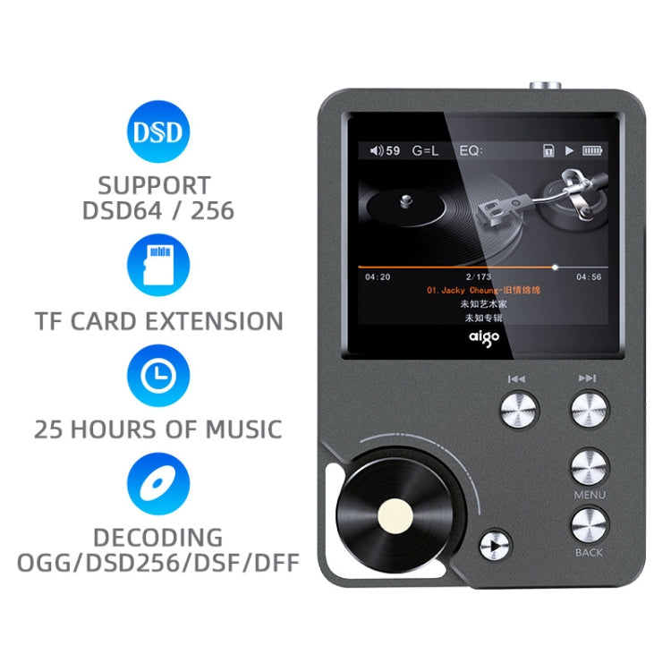 With 64GB TF Card HIFI Lossless DSD256 Music Player Sports MP3(Silver Gray)