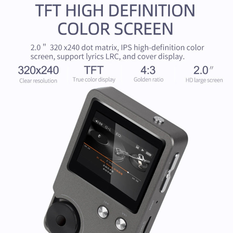 Without TF Card HIFI Lossless DSD256 Music Player Sports MP3(Silver Gray)