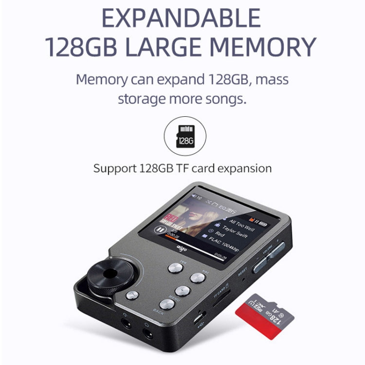 With 64GB TF Card HIFI Lossless DSD256 Music Player Sports MP3(Silver Gray)