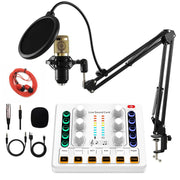 M8 Recording And Singing Live Bluetooth Sound Card Set, Color: White+Gold Cantilever Earphone