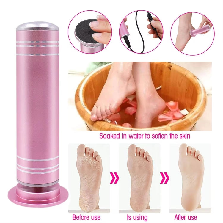 Electric Foot Grinder Calluses Dead Skin Remover With 60pcs Replaceable Sandpaper Discs US Plug(Pink)