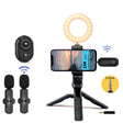 3.5mm Receiver Wireless Lavalier Microphone 9-inch Fill Light Tripod Set for Live Photography, Spec: Double Mic - Microphone by PMC TechLife | Online Shopping South Africa | PMC TechLife | Buy Now Pay Later Mobicred