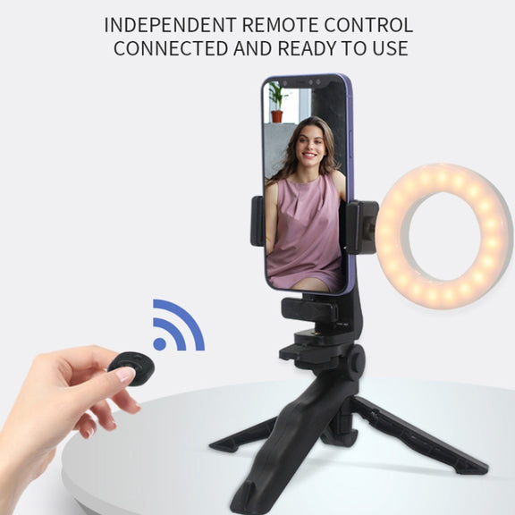 3.5mm Receiver Wireless Lavalier Microphone 9-inch Fill Light Tripod Set for Live Photography, Spec:  Single Mic