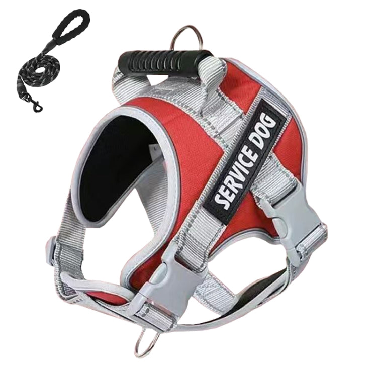 Large Dog Explosion Proof Punch Chest Harness Dog Travelling Leash, Style: Red+2m Round Rope(XL)