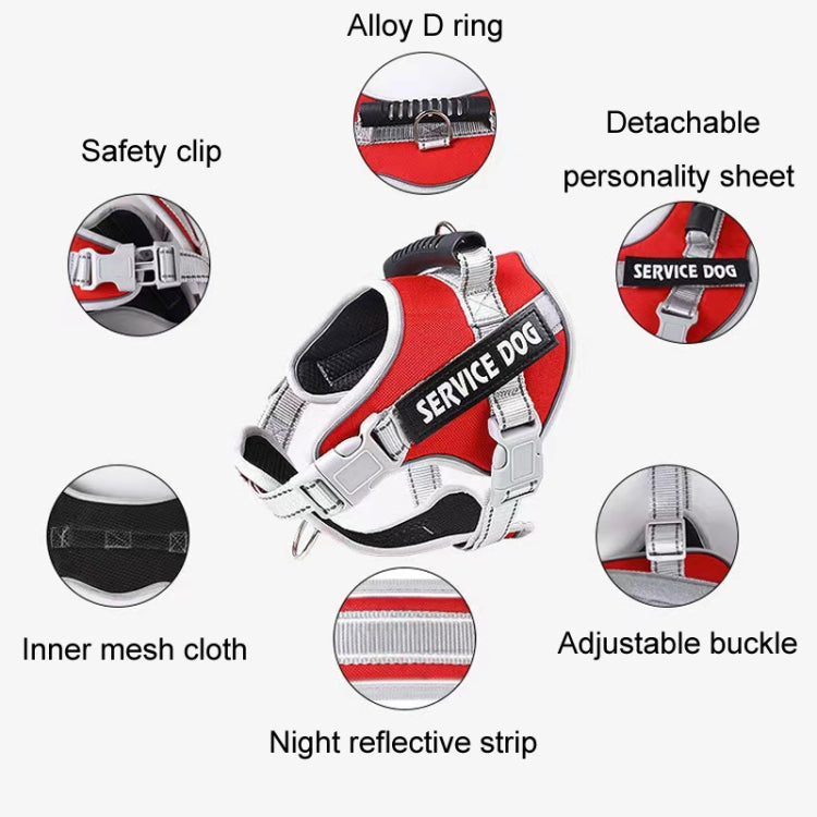Large Dog Explosion Proof Punch Chest Harness Dog Travelling Leash, Style: Red+2m Round Rope(XL)