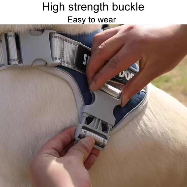 Large Dog Explosion Proof Punch Chest Harness Dog Travelling Leash, Style: Red+2m Round Rope(L)