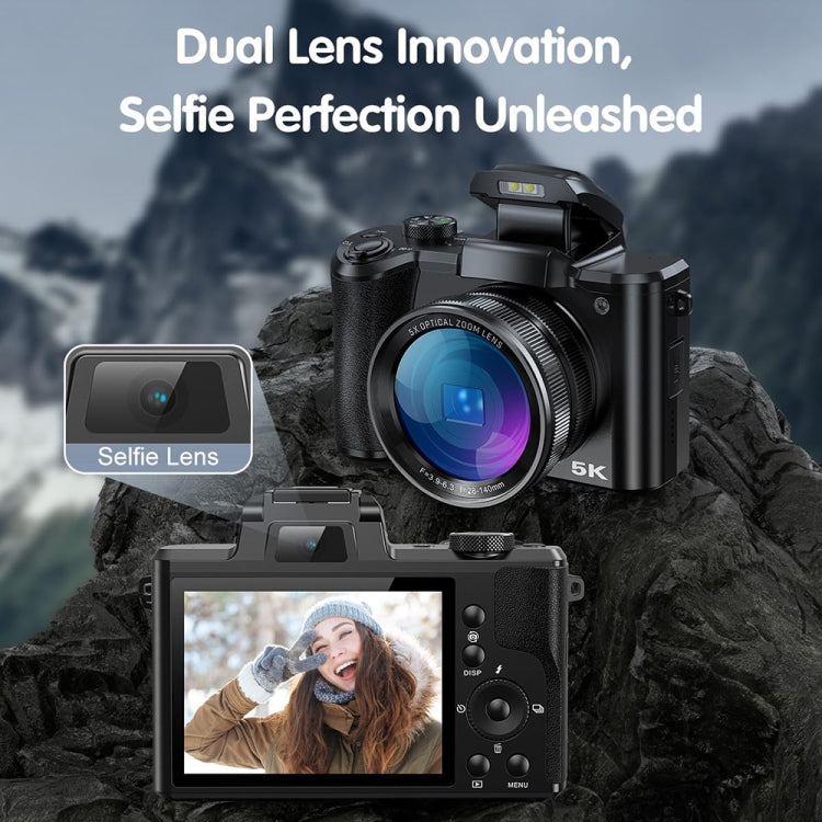 DC206X 5K/30FPS 3.2-Inch 5X Optical Zoom Front And Rear Dual-Camera HD Digital Camera(EU Plug)