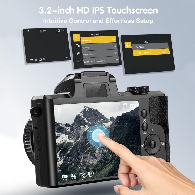 DC206X 5K/30FPS 3.2-Inch 5X Optical Zoom Front And Rear Dual-Camera HD Digital Camera(EU Plug)
