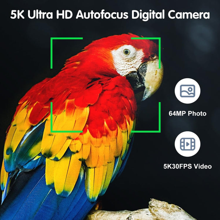 DC206X 5K/30FPS 3.2-Inch 5X Optical Zoom Front And Rear Dual-Camera HD Digital Camera(EU Plug)