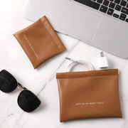 2pcs /Set PU Data Cable Earphone Storage Bag Mini Portable Lipstick Pouch Coin Purse, Size: Large+Small(White)