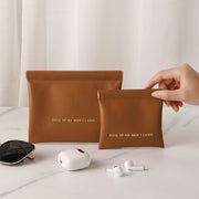 2pcs /Set PU Data Cable Earphone Storage Bag Mini Portable Lipstick Pouch Coin Purse, Size: Large+Small(White)