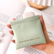 2pcs /Set PU Data Cable Earphone Storage Bag Mini Portable Lipstick Pouch Coin Purse, Size: Large+Small(White)