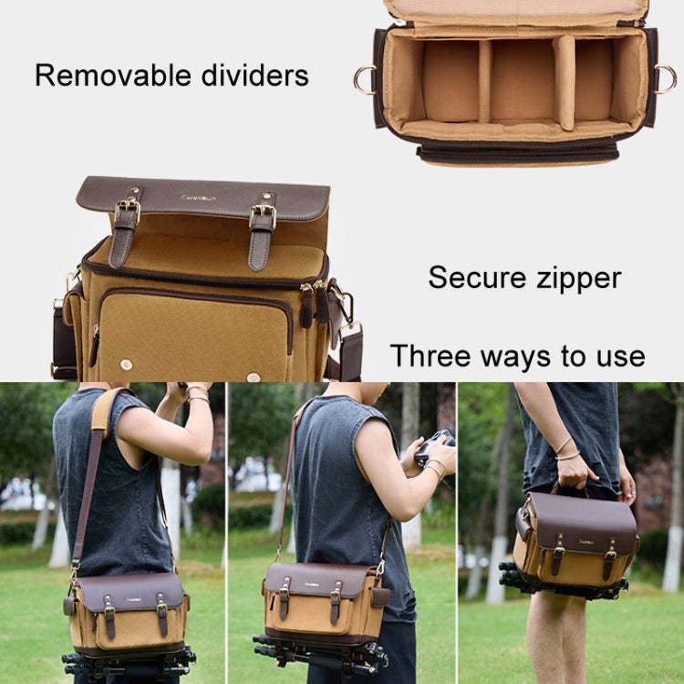 Cwatcun D127 Single Shoulder Vintage Water-resistant Canvas Bag DSLR Camera Photo Bag