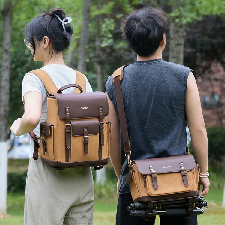 Cwatcun D127 Single Shoulder Vintage Water-resistant Canvas Bag DSLR Camera Photo Bag