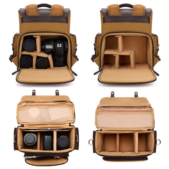 Cwatcun D127 Single Shoulder Vintage Water-resistant Canvas Bag DSLR Camera Photo Bag