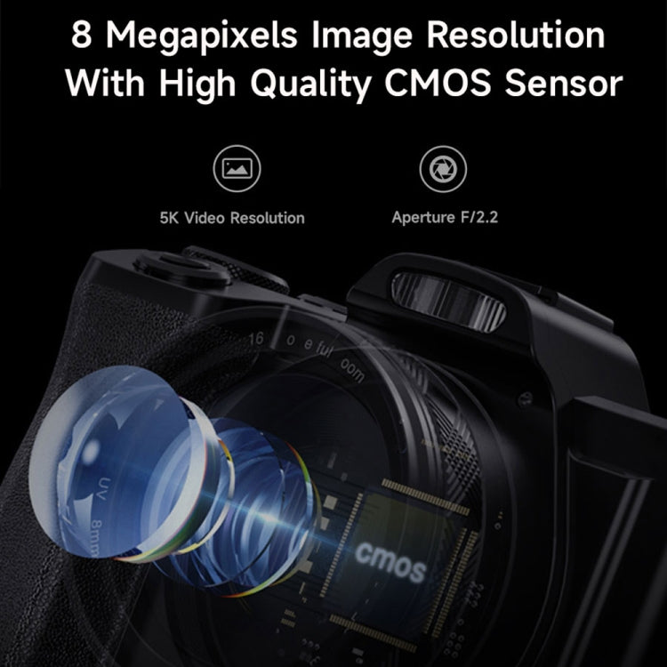 DC-201S 5K/30FPS 3.5-Inch 16X Six-Axis Anti-Shake HD Digital Camera With UV Lens(US Plug)