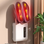 140W Boot Dryer Wall Mounted Shoes Warmer Heater, 3 Gear Timing, 360 Degree Rotating Air Outlet EU Plug(White)