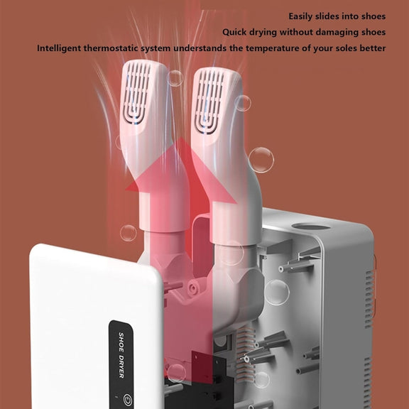 140W Boot Dryer Wall Mounted Shoes Warmer Heater, 3 Gear Timing, 360 Degree Rotating Air Outlet EU Plug(White)