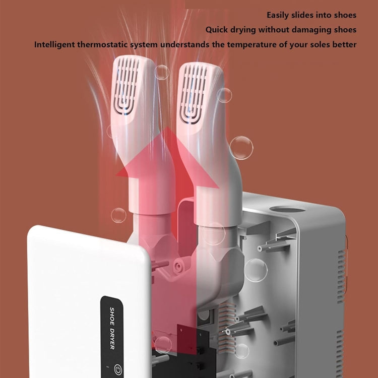 140W Boot Dryer Wall Mounted Shoes Warmer Heater, 3 Gear Timing, 360 Degree Rotating Air Outlet EU Plug(White)