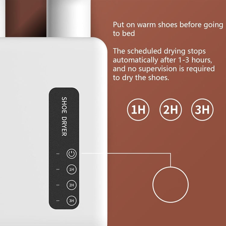 140W Boot Dryer Wall Mounted Shoes Warmer Heater, 3 Gear Timing, 360 Degree Rotating Air Outlet US Plug(White)