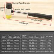 25mm No Bounce Mounting Hammer Handmade DIY Double Face Tap Rubber Hammer