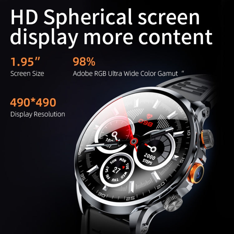 H18 Ultra-Thin Round Ball Screen 1.95 Inch Plug-In Phone Smart Watch 32G(Black)
