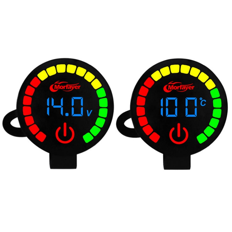 Morfayer Motorcycle Dual Display Intelligent Alarm Power Meter, Model: Voltmeter+Water Temperature Meter(Random Color Delivery)