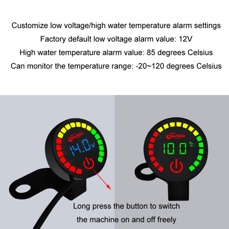Morfayer Motorcycle Dual Display Intelligent Alarm Power Meter, Model: Water Temperature Meter(Random Color Delivery)