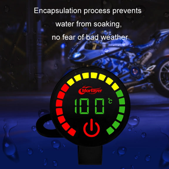 Morfayer Motorcycle Dual Display Intelligent Alarm Power Meter, Model: Voltmeter+Water Temperature Meter(Random Color Delivery)