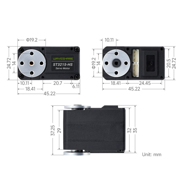 Waveshare 25127 20kg.Cm 106PRM High Speed Bus Servo Motor(ST3215-HS)