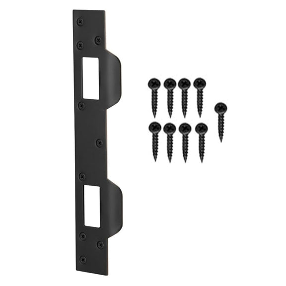 Heavy Duty Metal Latch Plate for Exterior Interior Door Double Hole Reinforcement Striker Plates(Black)